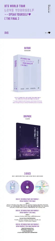 BTS WORLD TOUR 'LOVE YOURSELF: SPEAK YOURSELF' [O FINAL] DVD